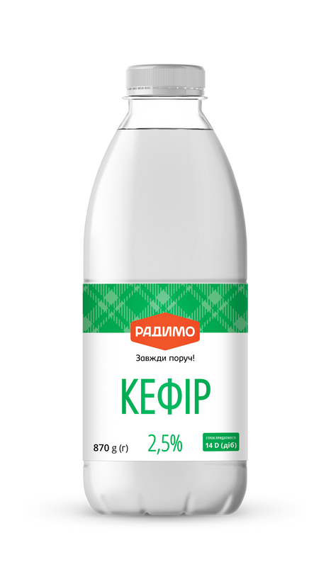 Кефір РАДИМО 2,5%, 870 г., пляшка пластикова